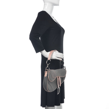 Christian Dior Patent Denim Jeans Saddle Bag Grey Pink 2 of 14