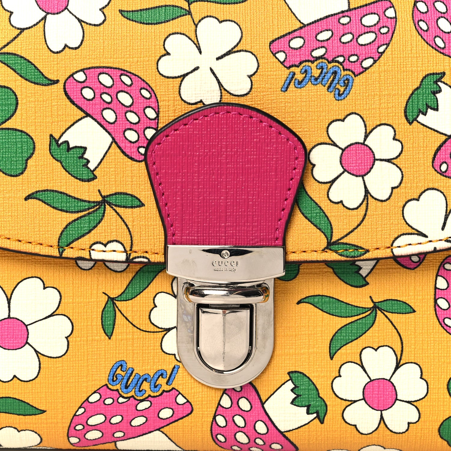 Gucci Canvas Childrens Flower Mushroom Print Shoulder Bag 1520193