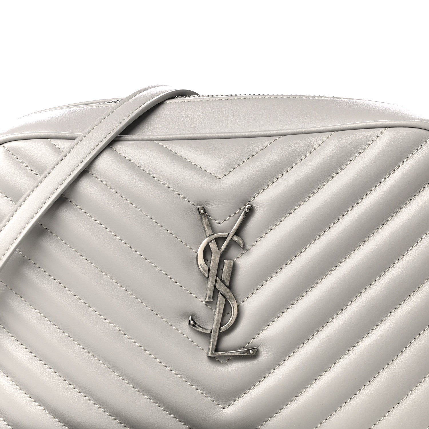 Saint Laurent Calfskin Matelasse Monogram Lou Camera Bag Granite 8 of 14