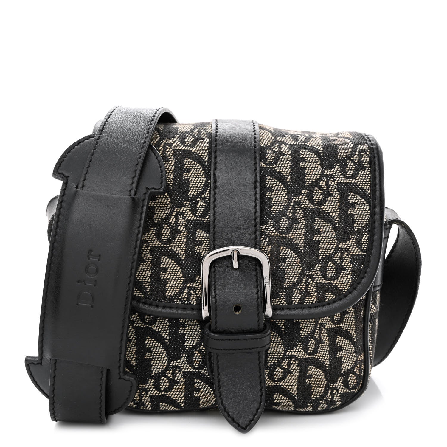 Christian Dior Monogram Buckle Messenger Bag Black 1 of 14