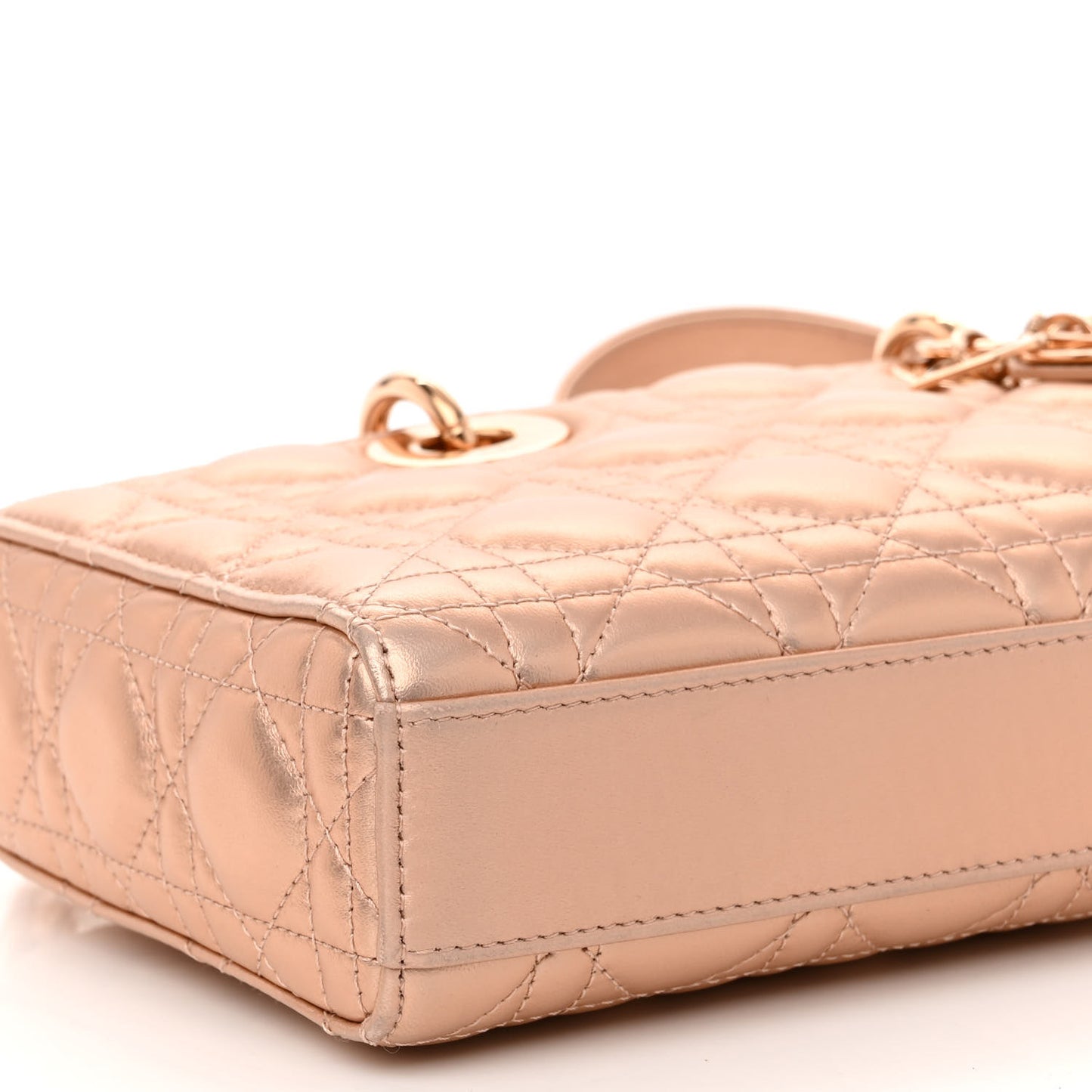 Metallic Lambskin Cannage Medium Lady D-Joy Pink