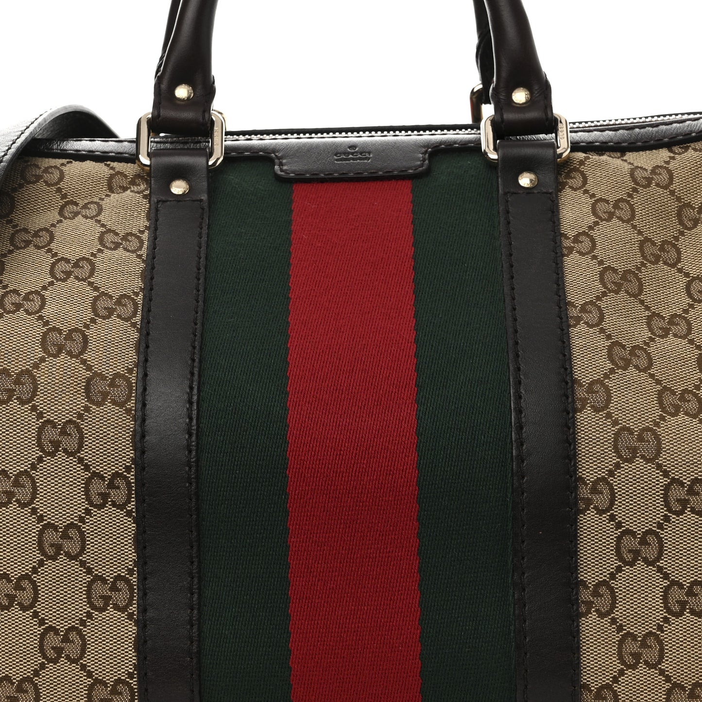 Monogram Selleria Calfskin Vintage Web Medium Boston Beige Ebony Cocoa