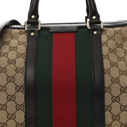 Gucci Monogram Selleria Calfskin Vintage Web Medium Boston Beige Ebony Cocoa 8 of 14