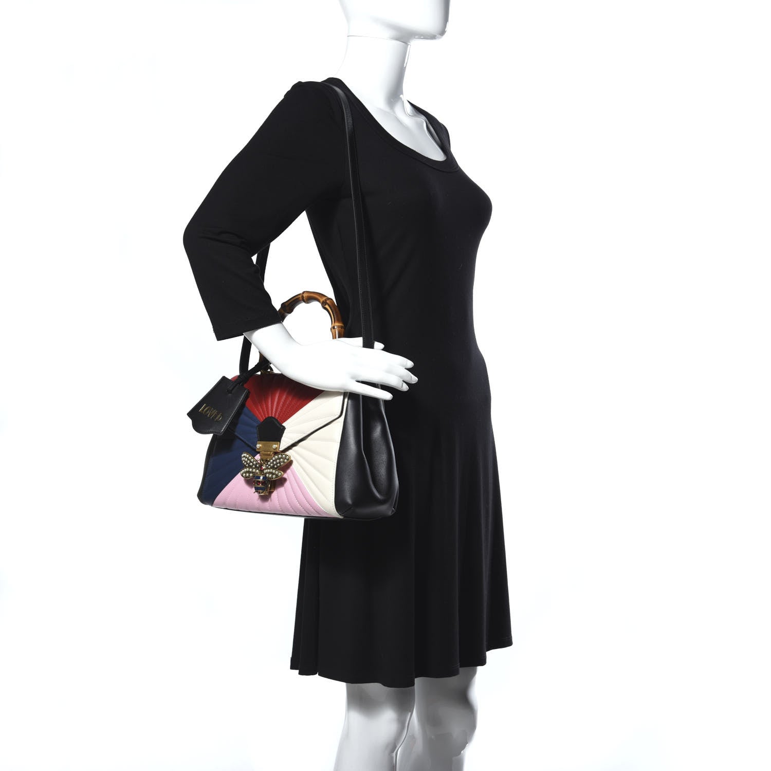Gucci Calfskin Bamboo Trapuntata Queen Margaret Top Handle Bag Blue Agata Hibiscus Red Mystic White Sugar Pink 2 of 20