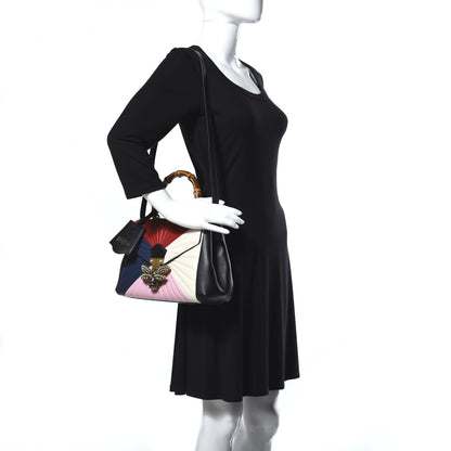 Gucci Calfskin Bamboo Trapuntata Queen Margaret Top Handle Bag Blue Agata Hibiscus Red Mystic White Sugar Pink 2 of 20