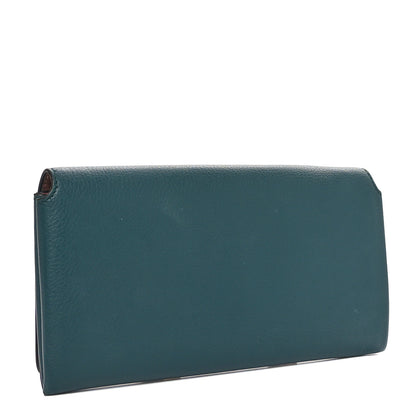 Burberry Grained Calfskin Somerset Marais Long Wallet Dark Cyan 3 of 8