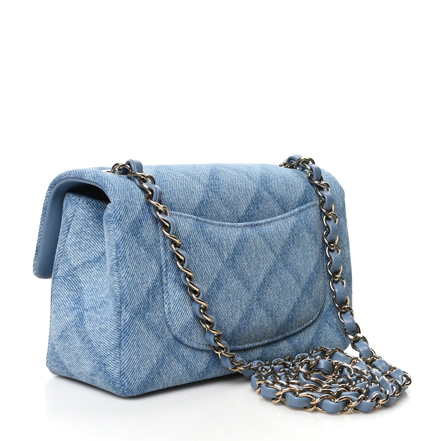 Chanel Printed Denim Quilted Mini Rectangular Flap Light Blue 3 of 10