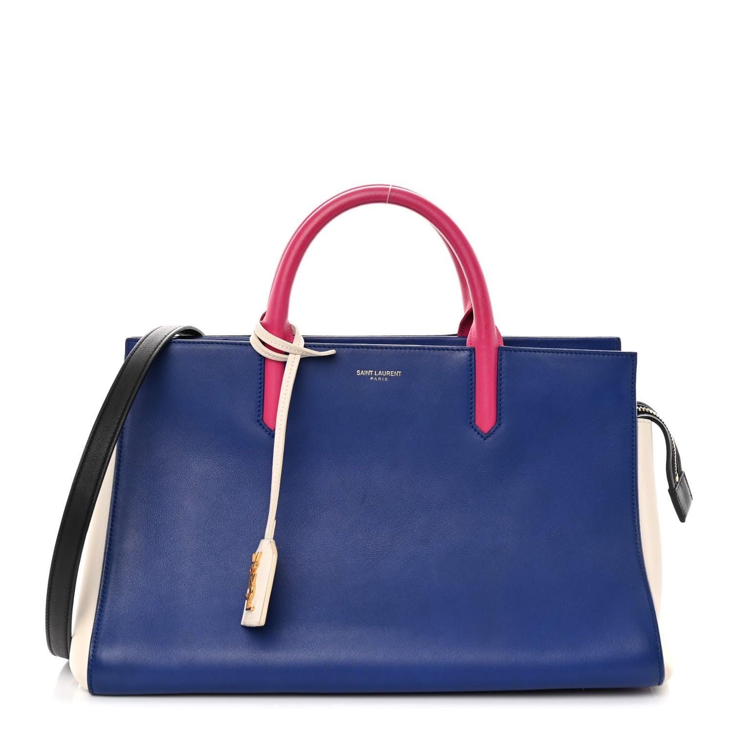 Saint Laurent Calfskin Small Cabas Rive Gauche Blue White Pink 1 of 13