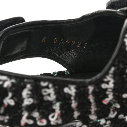 Chanel Tweed Lambskin Dad Sandals 39.5 Black White 6 of 10