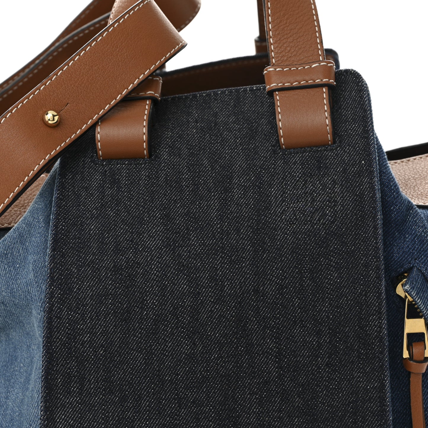 Calfskin Denim Medium Hammock Shoulder Bag  Tan