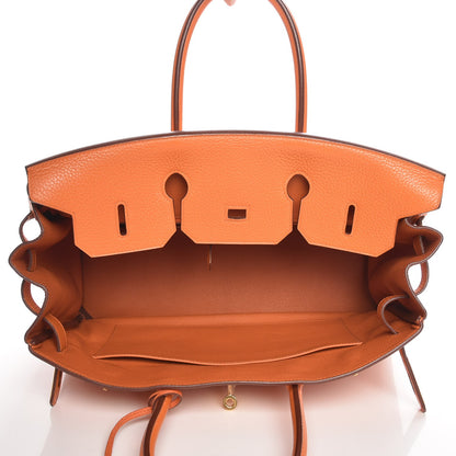 Hermes Taurillon Clemence Birkin 35 Orange 9 of 30