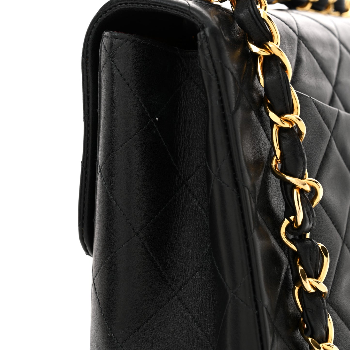 Lambskin Quilted XL Jumbo Single Flap Black