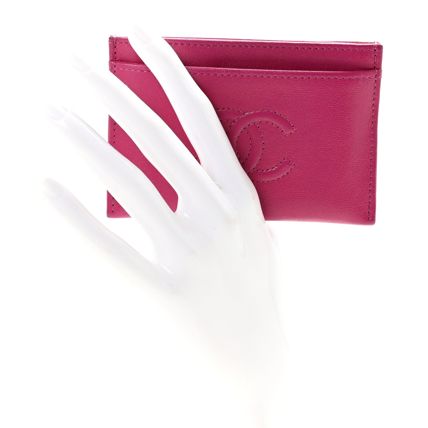 Goatskin Timeless CC Card Holder Fuchsia
