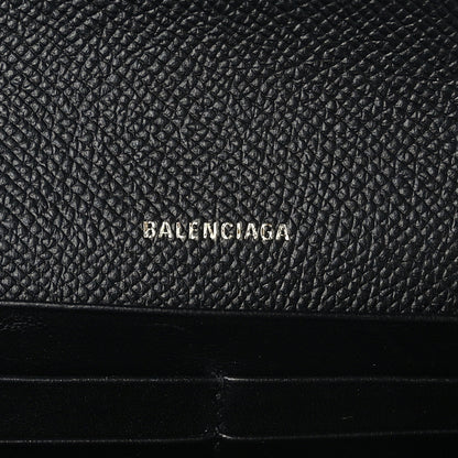 Balenciaga Signature Grained Calfskin Logo Ville Continental Wallet on Chain Black 6 of 8