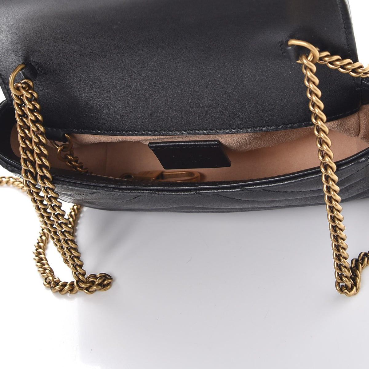 Gucci Calfskin Matelasse Super Mini GG Marmont Shoulder Bag Black 6 of 10