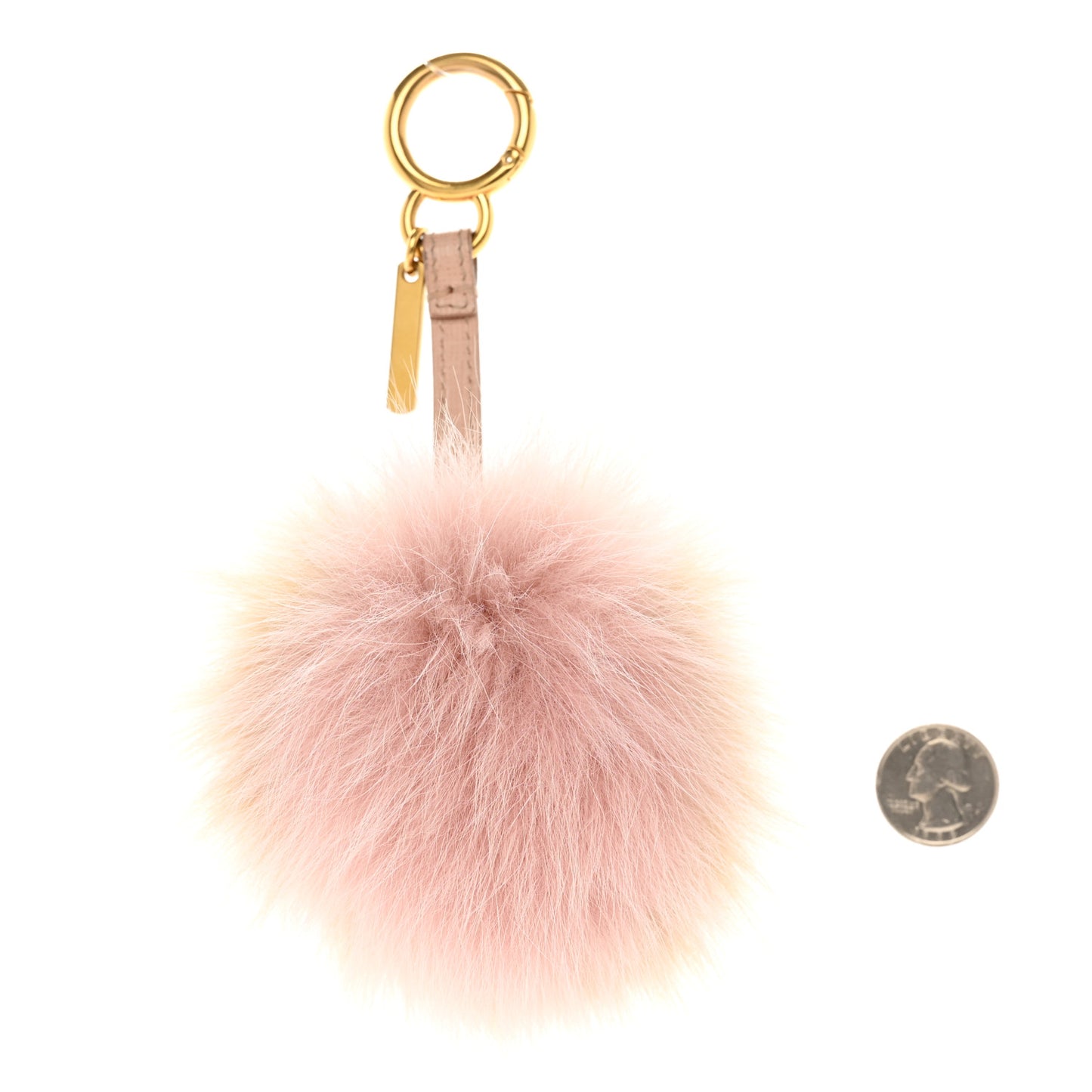 Fox Fur Vitello Elite Bi-Color Pom Pom Bag Charm Rosa Cammello Cipria