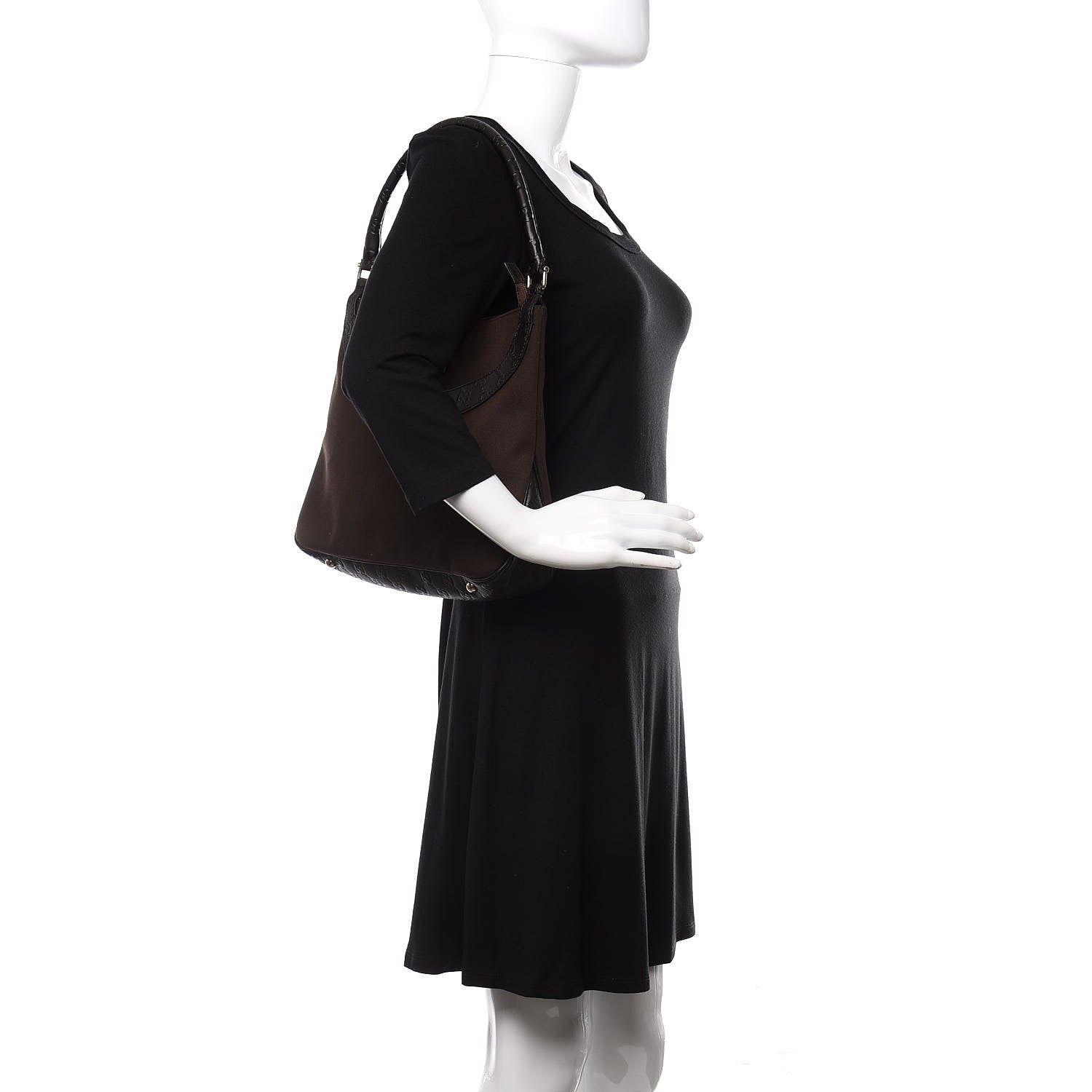 Gucci Guccissima Trim Canvas Hobo Dark Brown 2 of 10