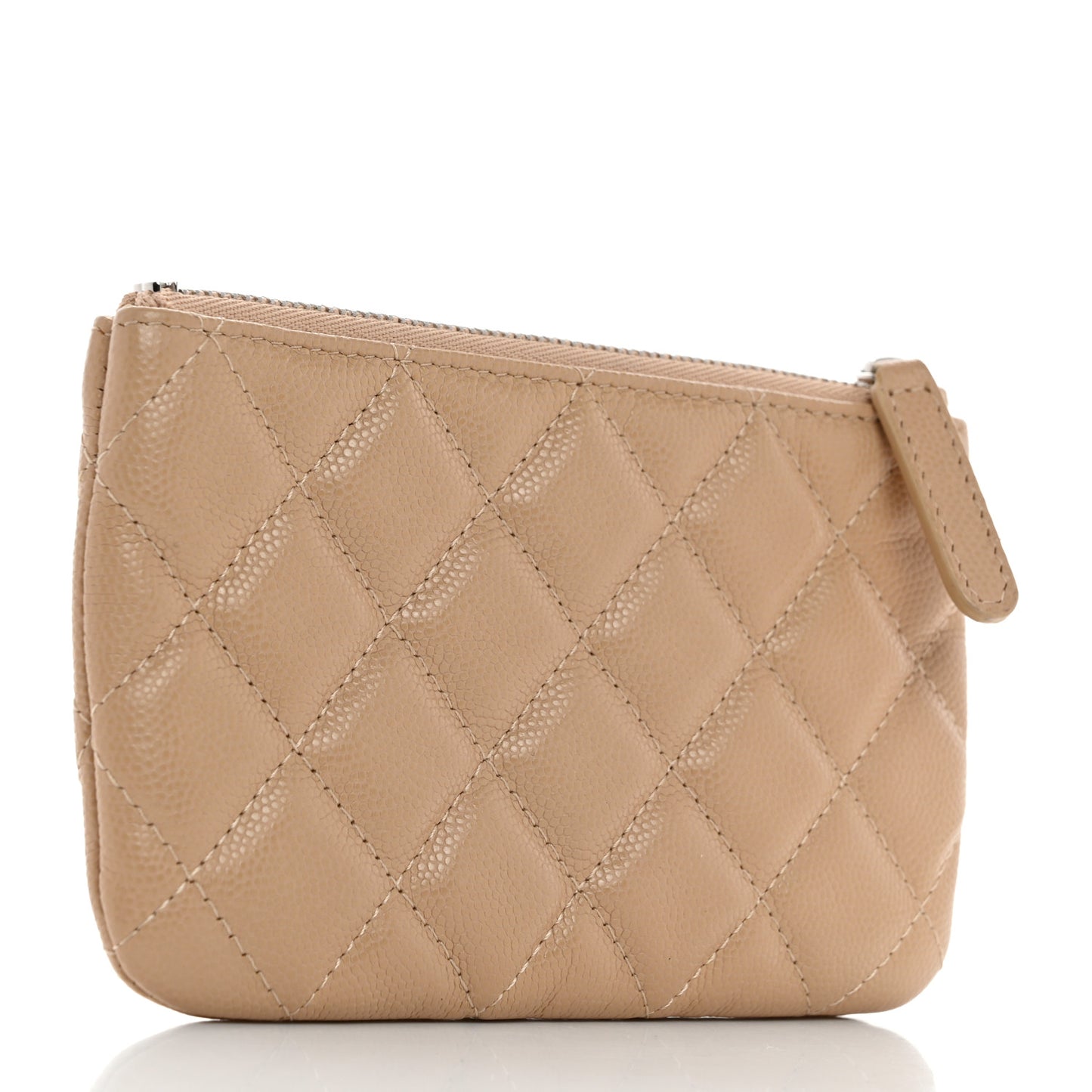 Caviar Quilted Small Cosmetic Case Beige
