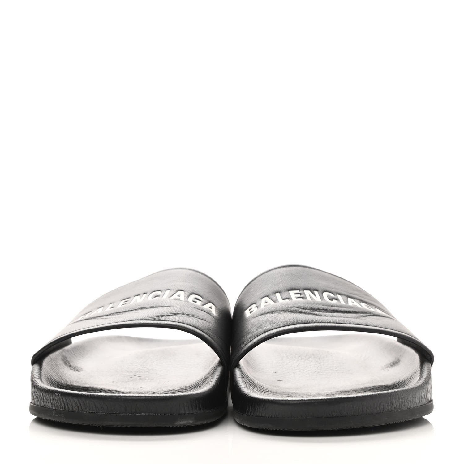 Balenciaga Nappa Logo Pool Slide Sandals 41 Black White 2 of 7