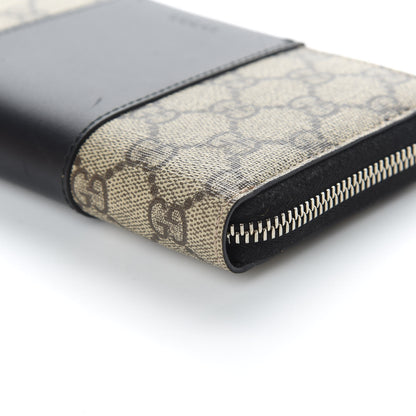 Gucci GG Supreme Monogram Selleria Calfskin Zip Around Wallet Beige Ebony Black 9 of 9