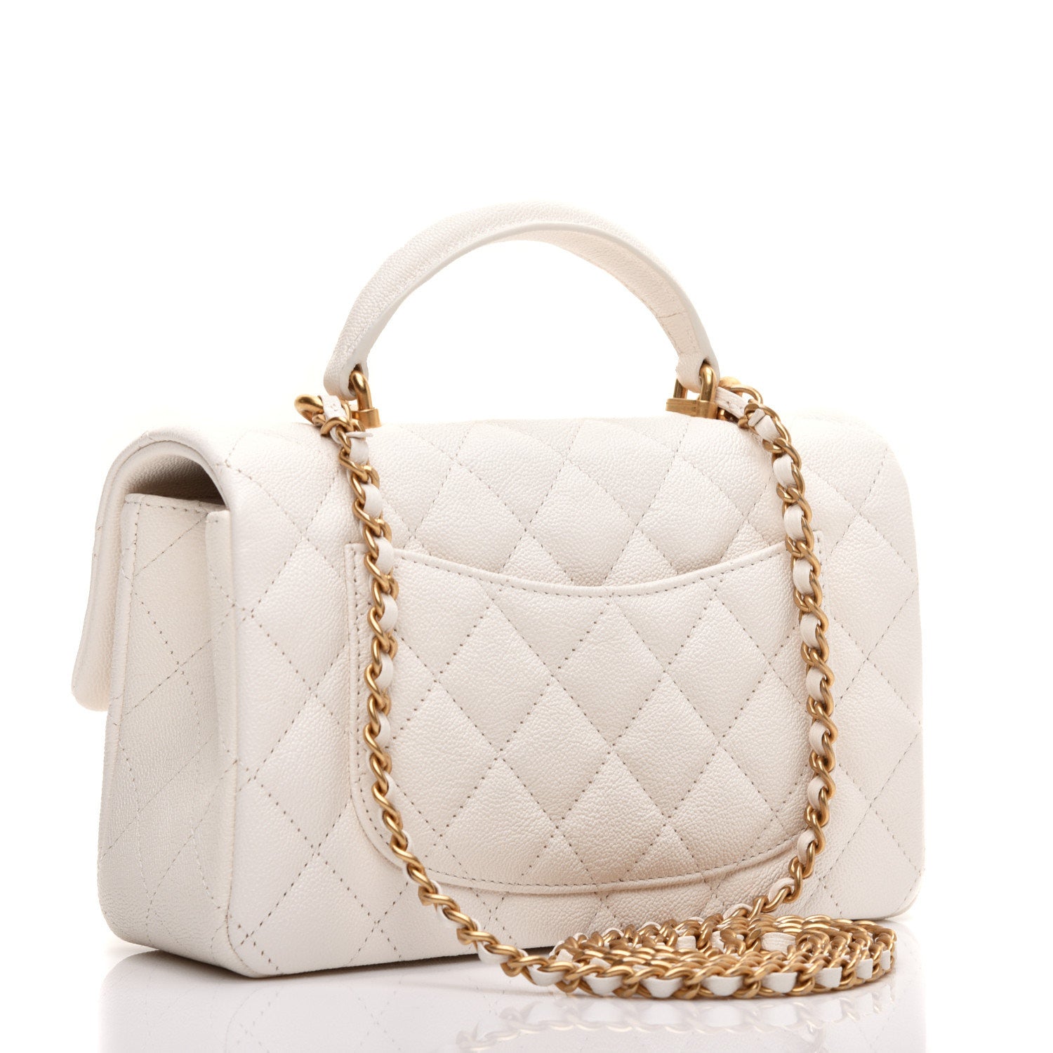 Chanel Caviar Quilted Mini Top Handle Rectangular Flap White 3 of 11