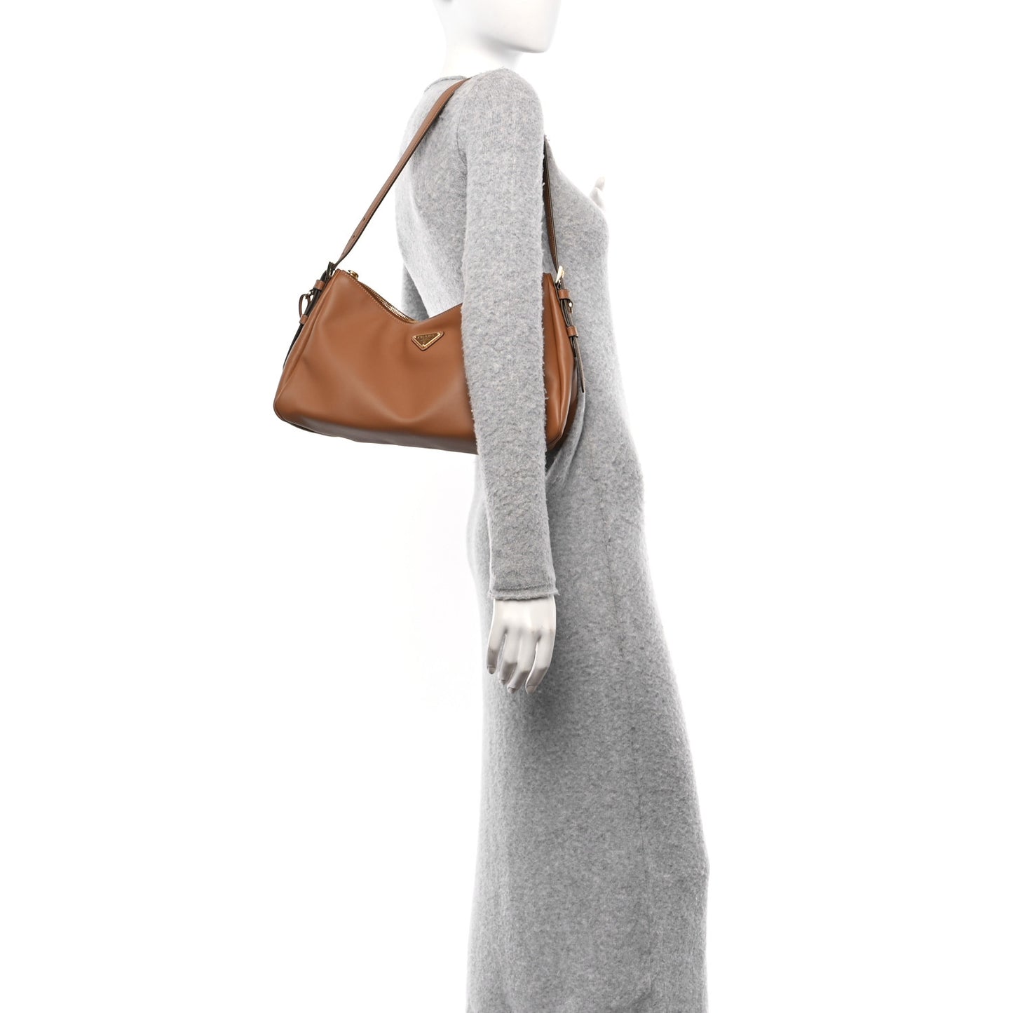 Soft Calfskin Large Aimée Shoulder Bag Caramel