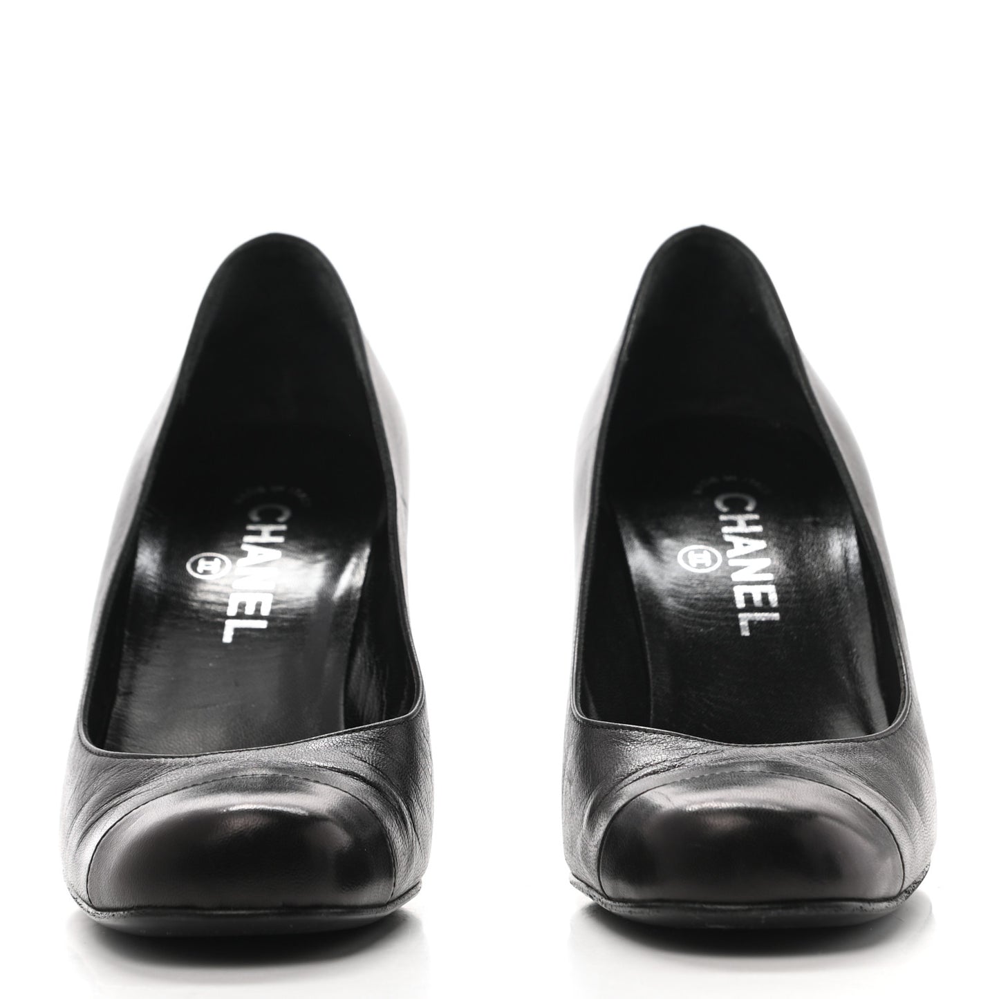 Lambskin Cap Toe CC Pumps 39.5 Black