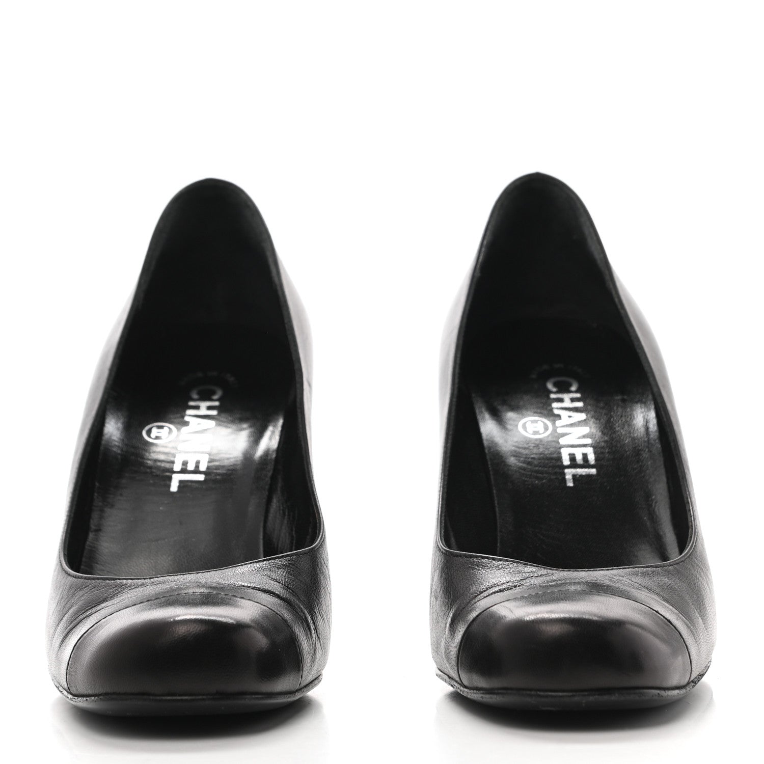 Chanel Lambskin Cap Toe CC Pumps 39.5 Black 2 of 8