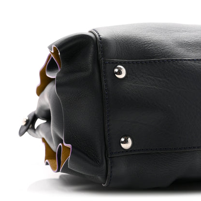 Fendi Vitello Seta Waves Bi-Color Medium Peekaboo Iconic Satchel Blue Notte Mostarda 9 of 10