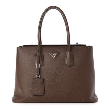 Prada Saffiano Cuir Twin Tote Cacao 1 of 15