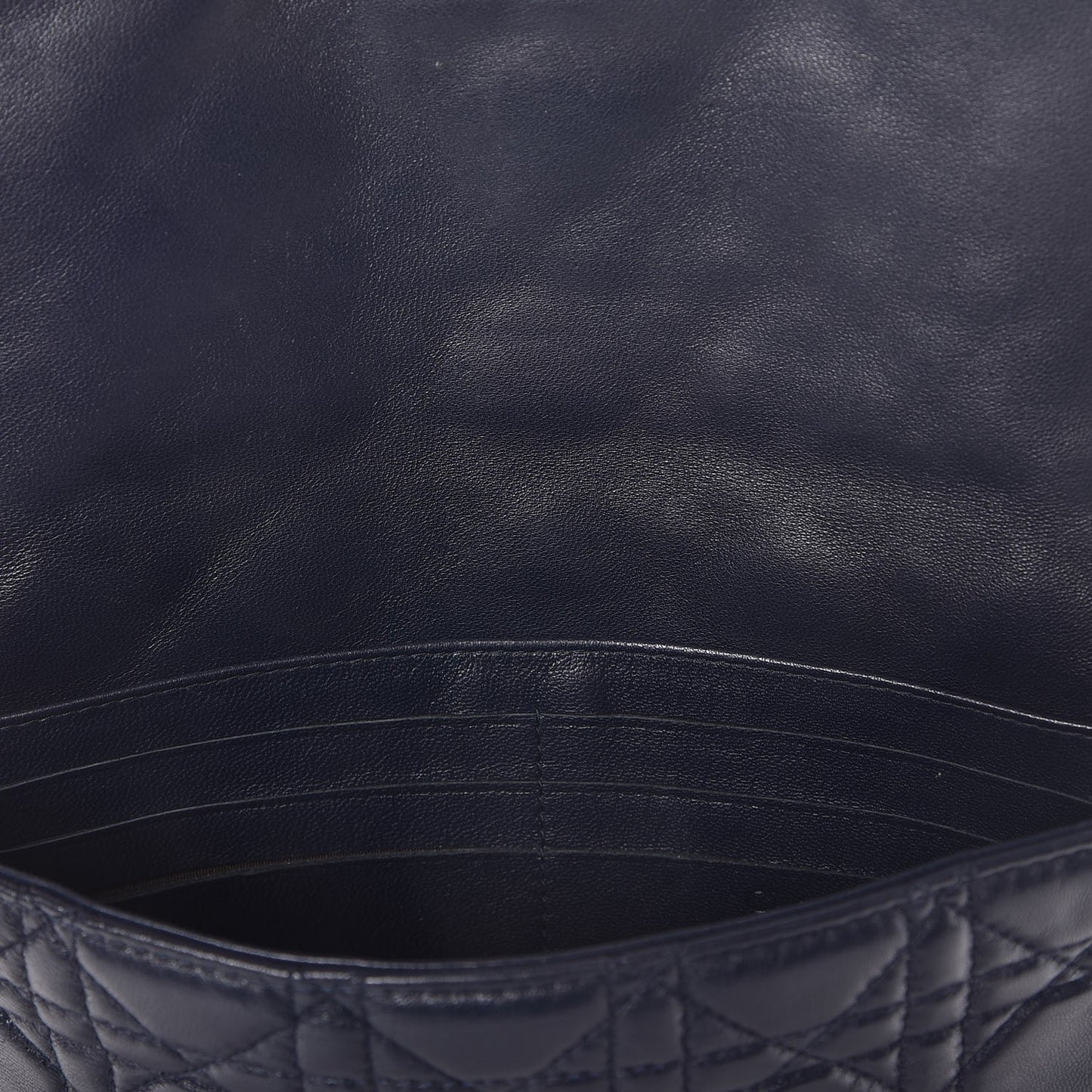 Lambskin Cannage New Lock Pouch Navy Blue