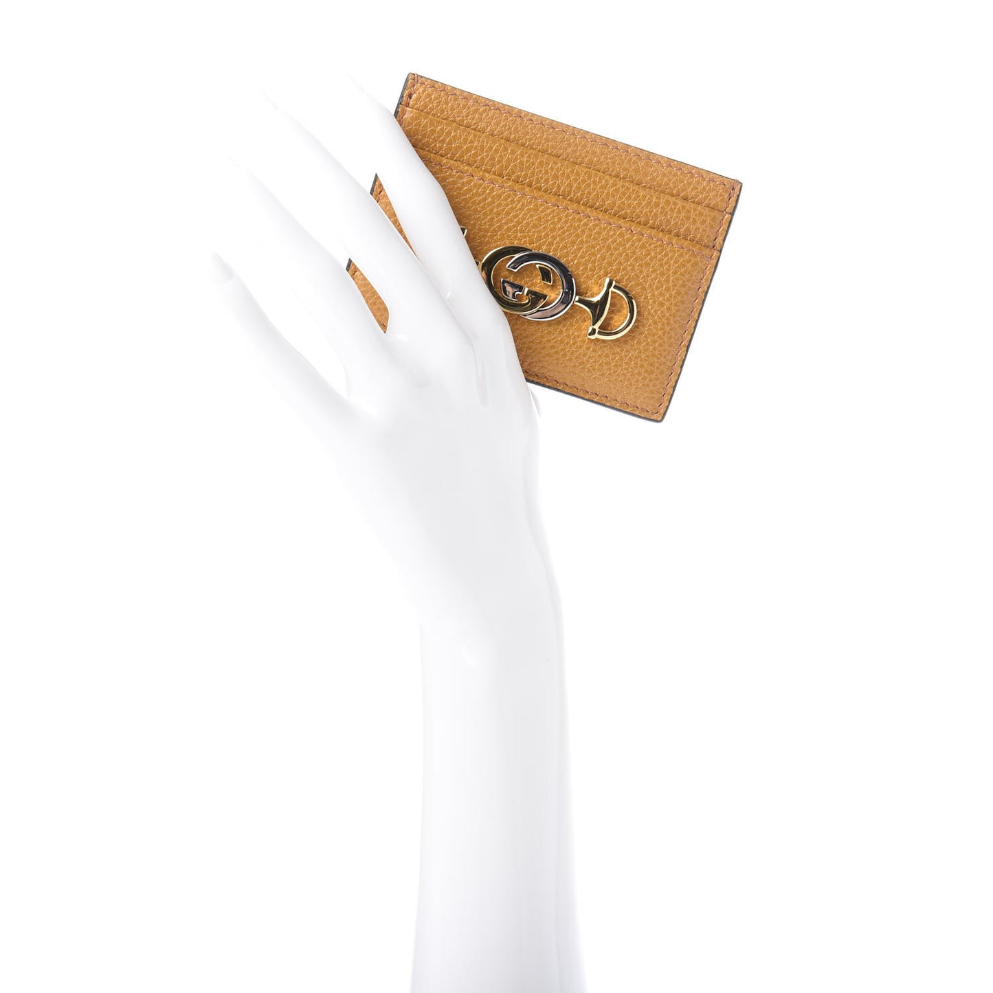Grainy Calfskin Zumi Card Holder Sun Oil
