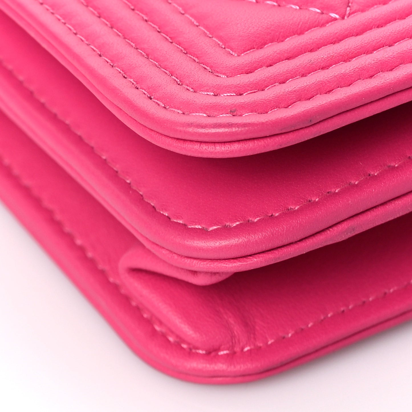 Lambskin Quilted Boy Wallet On Chain WOC Pink