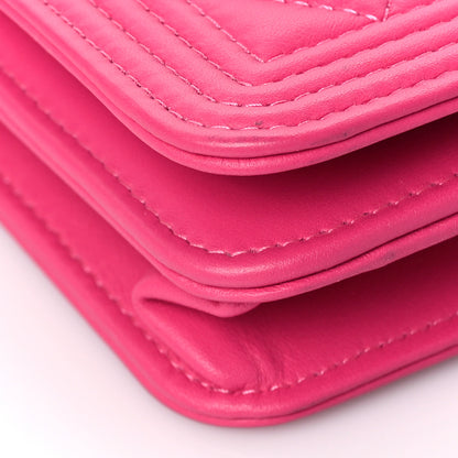 Chanel Lambskin Quilted Boy Wallet On Chain WOC Pink 7 of 8