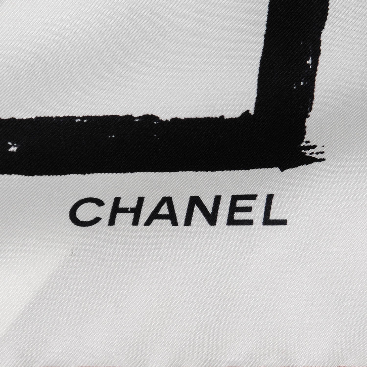 Chanel Silk CC Clover Square Scarf White 3 of 4