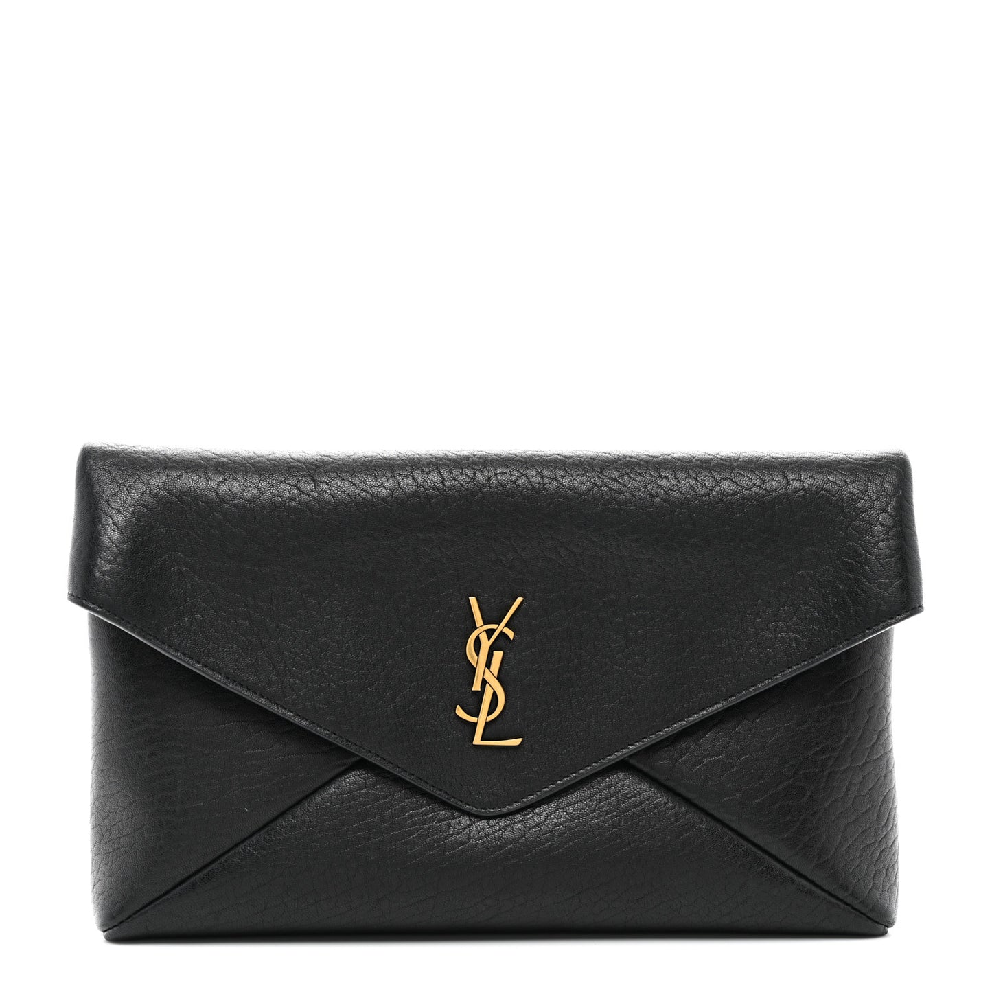 Lambskin Large Cassandre Envelope Pouch Black
