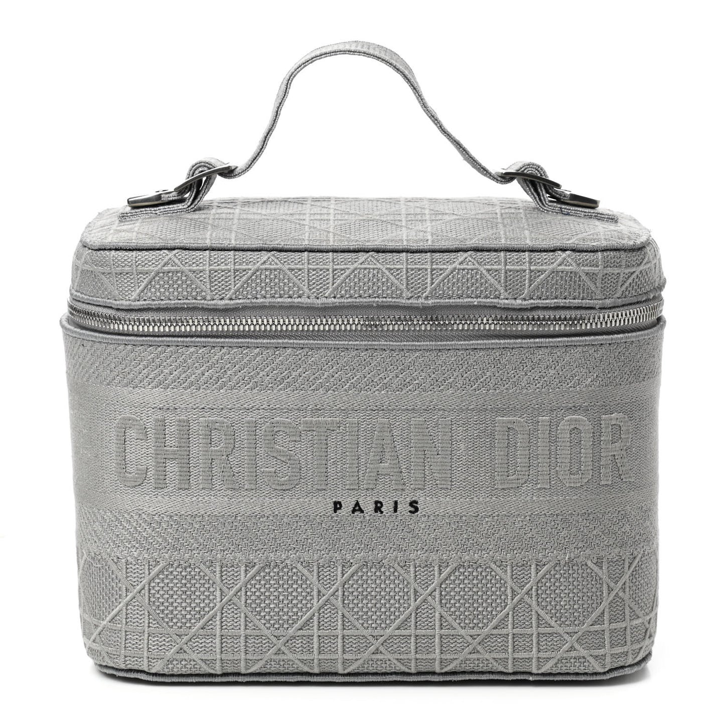 Canvas Embroidered Cannage Diortravel Vanity Case Grey