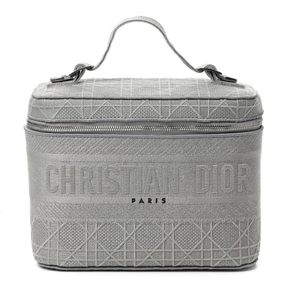 Christian Dior Canvas Embroidered Cannage Diortravel Vanity Case Grey 1 of 8