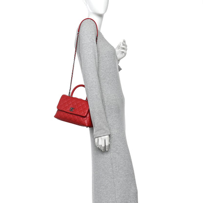Chanel Caviar Quilted Mini Coco Handle Flap Red 2 of 12