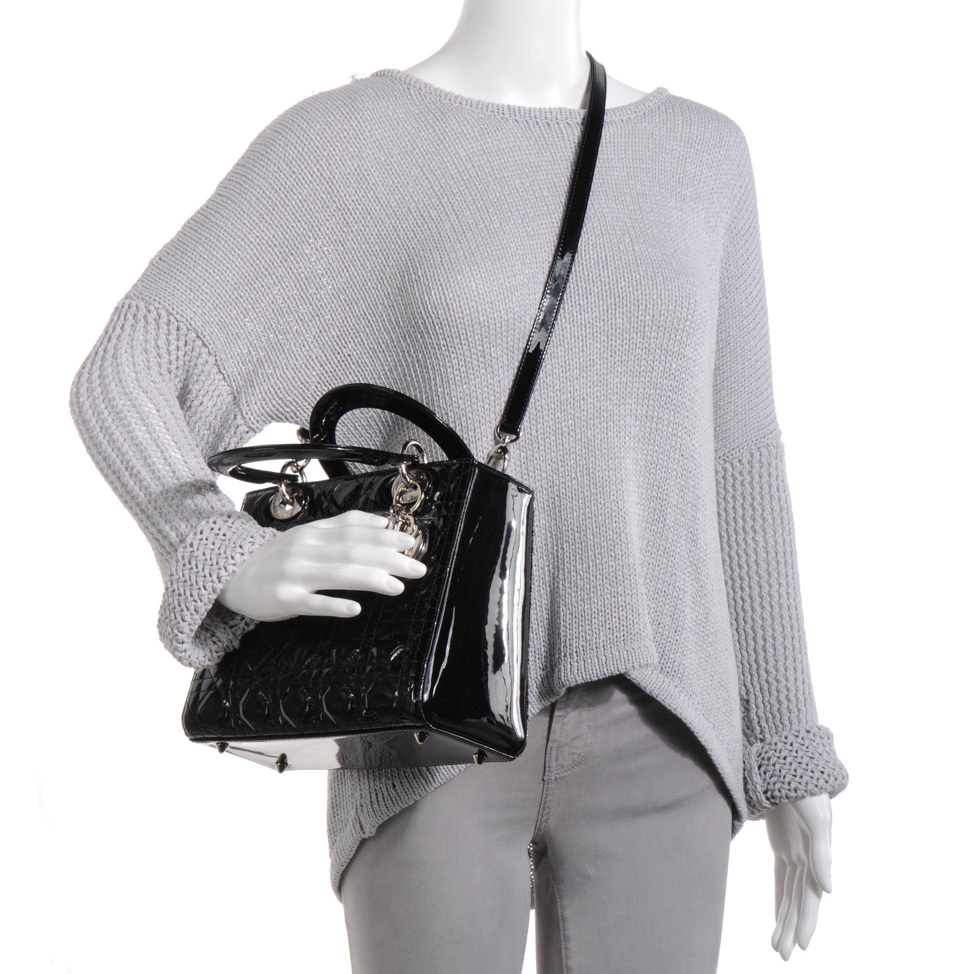 Christian Dior Patent Cannage Medium Lady Dior Black 2 of 8
