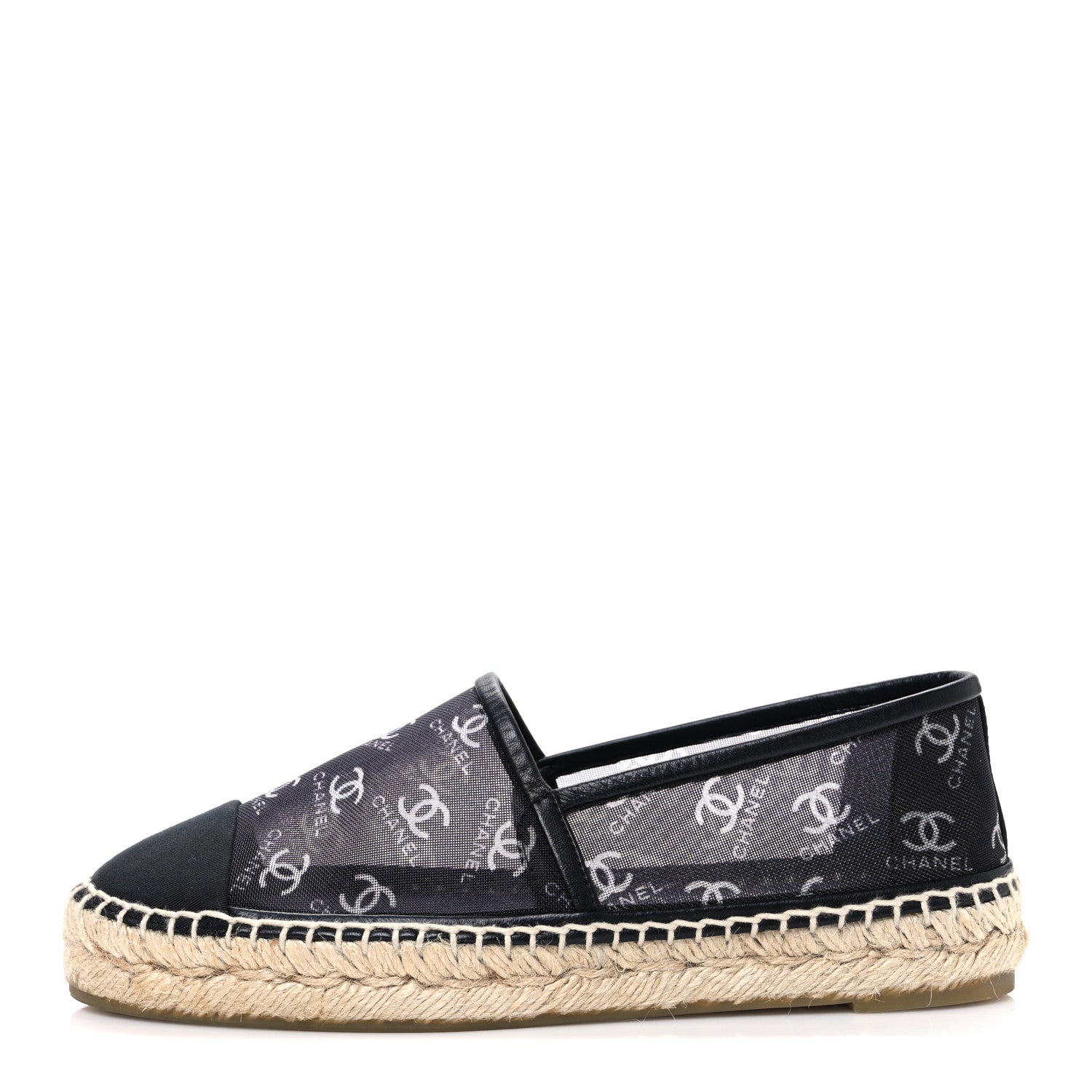 Chanel Mesh Grosgrain CC Espadrilles 36 Black White 1 of 9