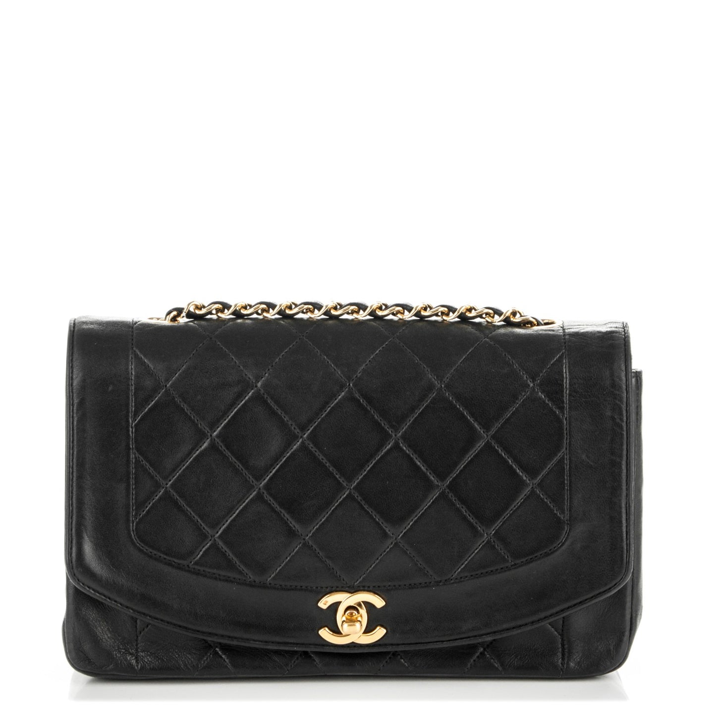 Lambskin Quilted Medium Single Flap Black