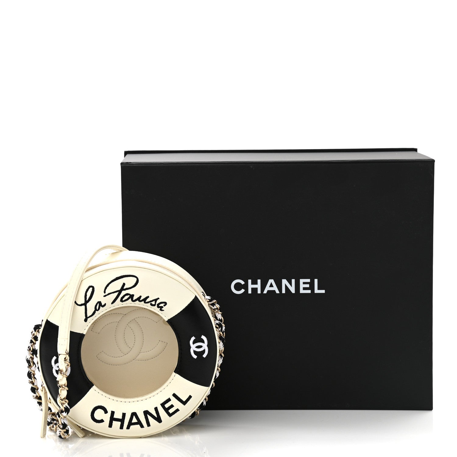 Chanel Lambskin Coco Lifesaver Round Bag Black White 11 of 11