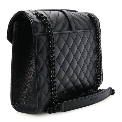 Saint Laurent Grain De Poudre Textured Mixed Matelasse Triquilt Medium Monogram Monochrome Satchel Black 3 of 12