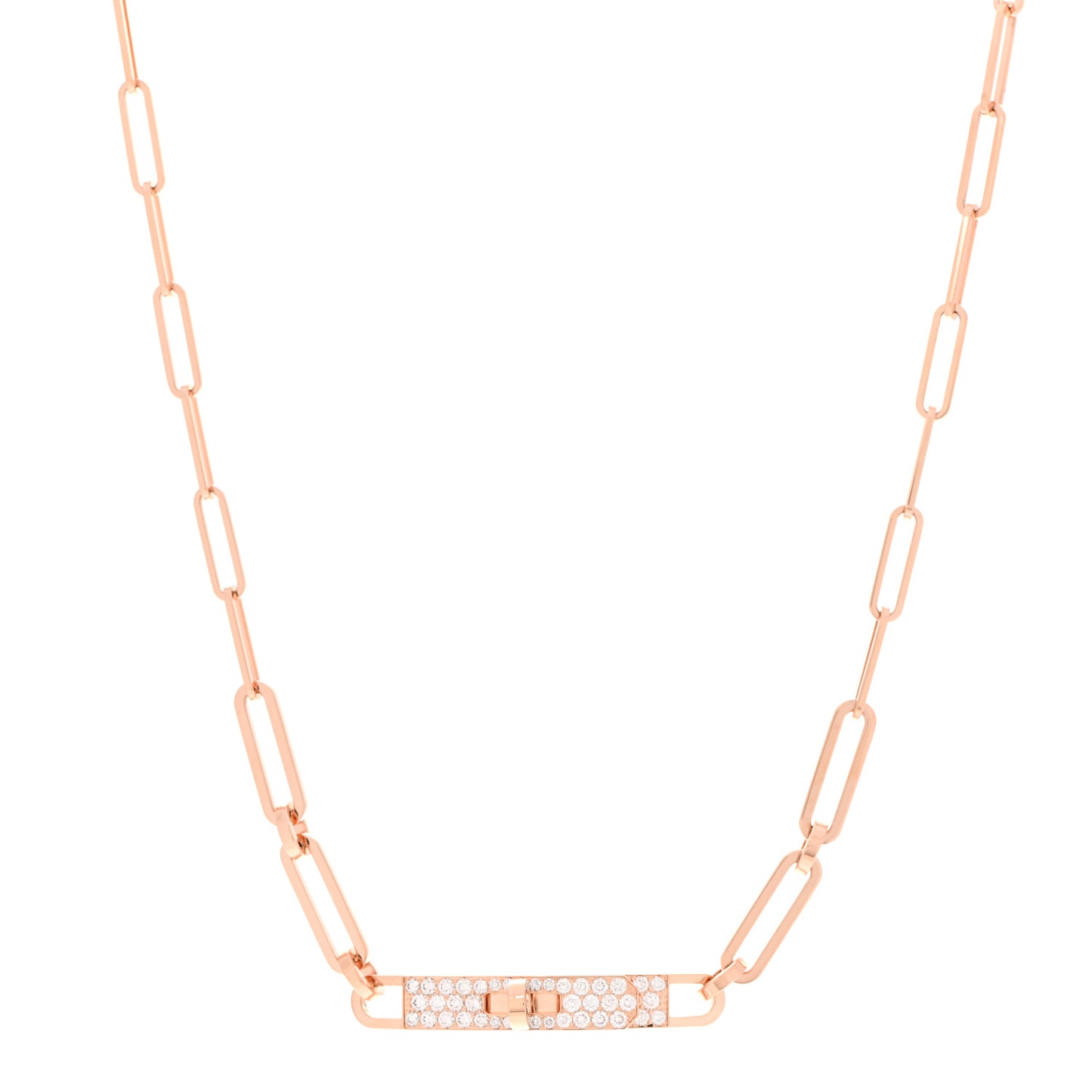18K Rose Gold Diamond Pave Kelly Chaine Choker Necklace