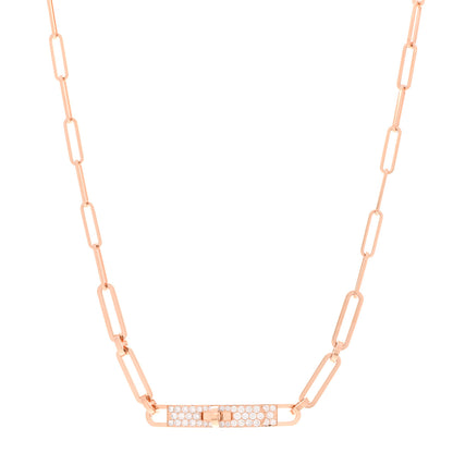Hermes 18K Rose Gold Diamond Pave Kelly Chaine Choker Necklace 1 of 8