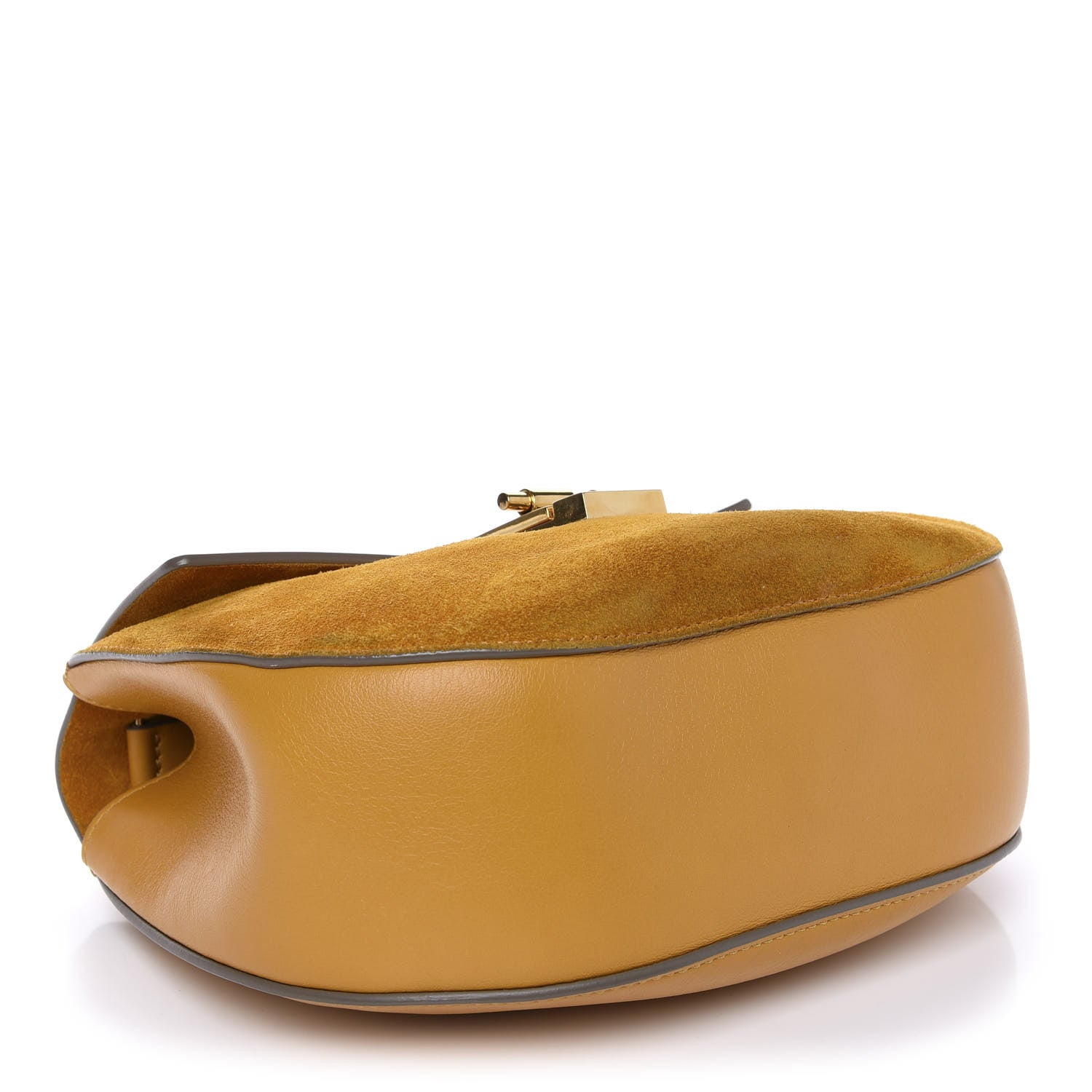 Chloe Suede Smooth Calfskin Drew Shoulder Bag Dark Ochre 4 of 8