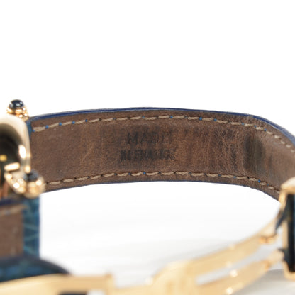 Cartier 18K Yellow Gold Alligator 28mm Diabolo Quartz Watch Blue 9 of 10