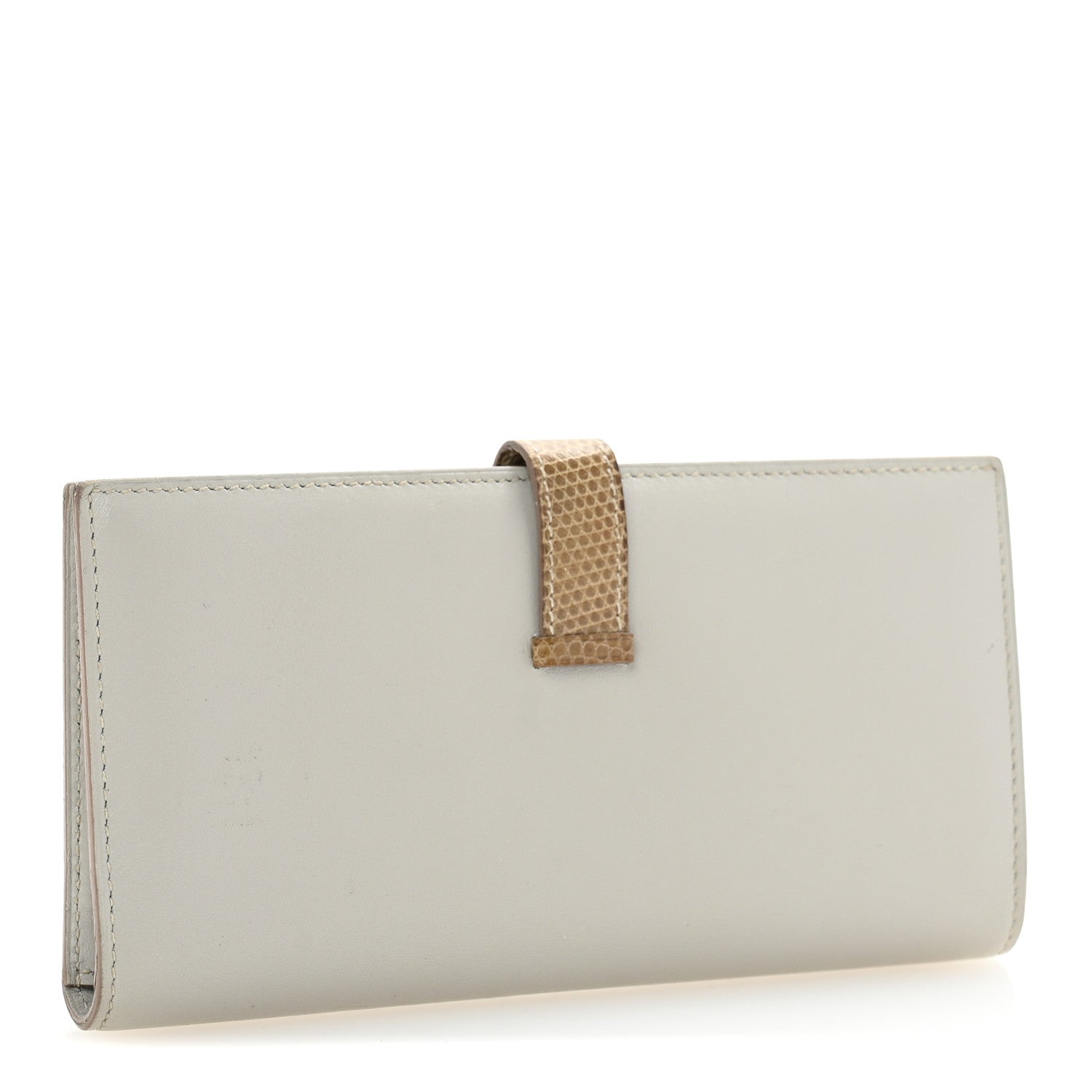 Hermes Tadelakt Lizard Bearn Gusset Wallet Gris Perle Ficelle 3 of 12