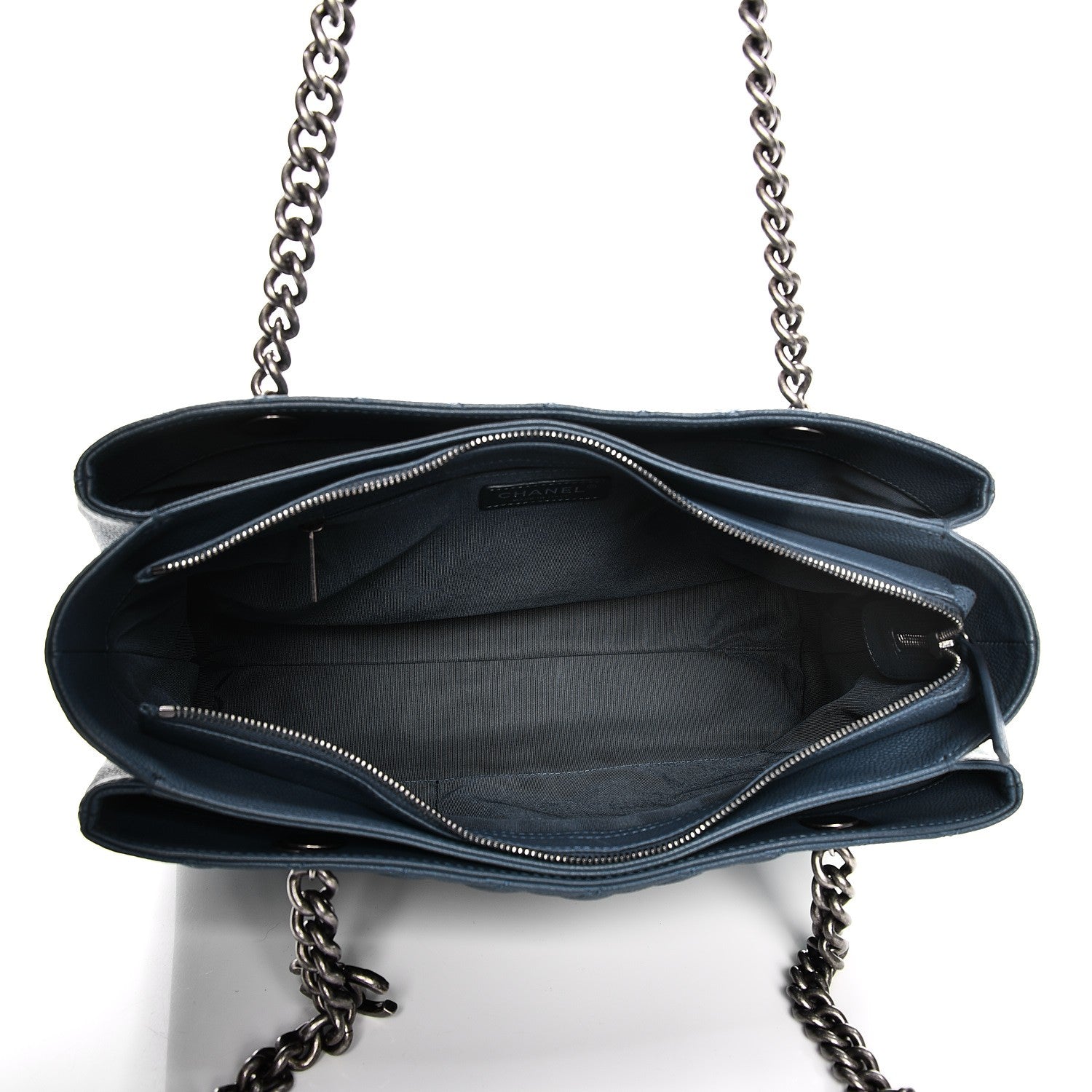 Chanel Caviar Quilted Medium Rock In Rome Tote Blue 6 of 19